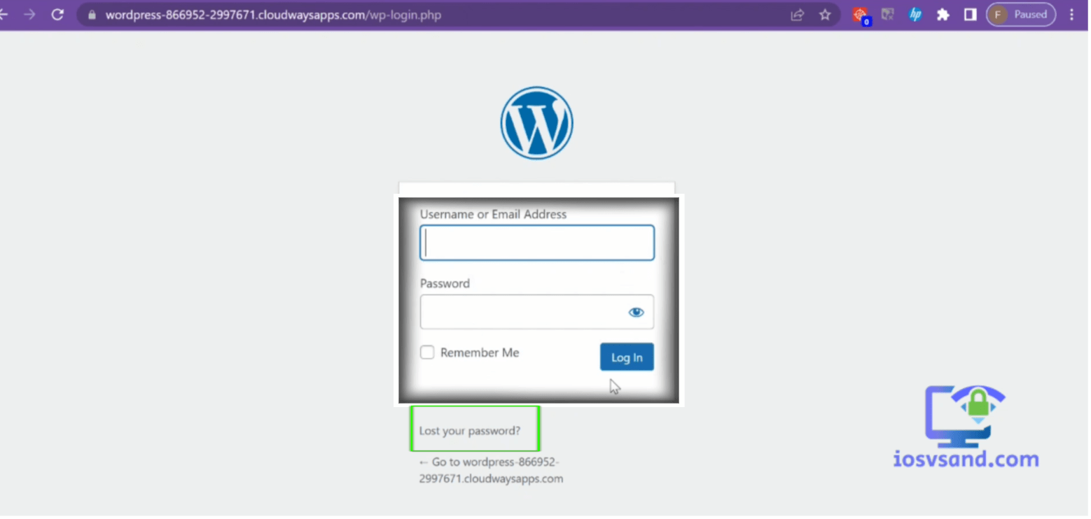 cloudways wordpress admin login URL